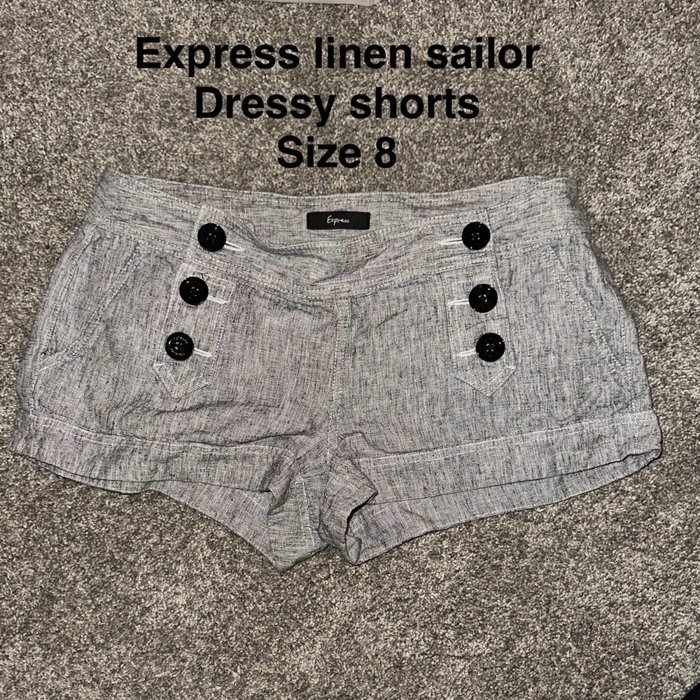 Express Gray Linen Sailor Dressy Shorts